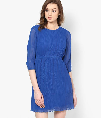 Blue Casual Skater Dress