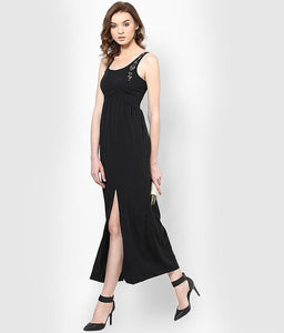 Black Casual Slit Dress