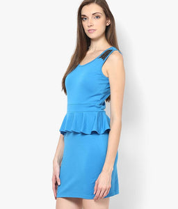 Blue Casual Peplum Dress